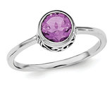 Ladies Solitaire Amethyst Ring 3/4 Carat (ctw) in Sterling Silver